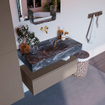 Mondiaz ALAN-DLUX Ensemble de meuble - 90cm - meuble - Smoke mat - 1 tiroir - Lavabo Cloud Lava suspendu - vasque Centre - 0 trous de robinet - Noir SW807857