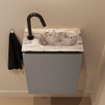 MONDIAZ TURE-DLUX Meuble toilette - 40cm - Smoke - EDEN - vasque Glace - position droite - 1 trou de robinet SW1103561