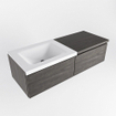 MONDIAZ BUKLA 120cm ensemble de meuble avec module 60 couleur Marron Foncé avec 2 tiroirs. Lavabo CLOUD à gauche 0 trou de robinet couleur Talc. SW1382015
