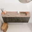 Mondiaz JOYA-DLUX 101.6cm toiletmeubel - ronding links kleur Shadow - Wastafel FAYE positie Rechts 1 kraangat kleur Arena. SW1424832
