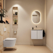 MONDIAZ TURE-DLUX Meuble toilette - 60cm - Linen - EDEN - vasque Frappe - position centrale - sans trou de robinet SW1102842