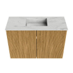Mondiaz JOYA-DLUX 60cm meuble de salle de bains - couleur Oak - Vasque FAYE position Milieu Sans trou de robinet couleur Opalo. SW1422163
