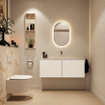 MONDIAZ TURE-DLUX Meuble toilette - 120cm - Talc - EDEN - vasque Frappe - position centrale - sans trou de robinet SW1102600