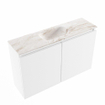 MONDIAZ TURE-DLUX Meuble toilette - 80cm - Talc - EDEN - vasque Frappe - position centrale - sans trou de robinet SW1102593