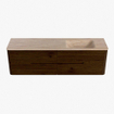 Mondiaz CIRO-DLUX Badkamermeubelset - 170x45x50cm - Solid surface wastafel Saba - 1 wasbak Rechts - zonder kraangaten - 4 lades - Walnut SW1530703