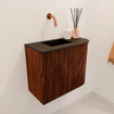 Mondiaz JOYA 51.6cm toiletmeubel - ronding rechts kleur Ruby - Wastafel FAYE positie Links Zonder kraangat kleur Urban. SW1426198