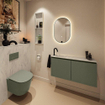 MONDIAZ TURE-DLUX Meuble WC 100cm Army. Lavabo EDEN Opalo position gauche. Avec 1 trou de robinet. SW1104207