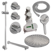 BRAUER Chrome Carving Regendoucheset inbouw - hoofddouche 30cm - 3 carving knoppen - inclusief inbouwdeel - rechte wandarm - glijstang - handdouche rond 3 standen - chroom SW715586