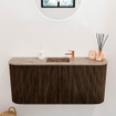 Mondiaz JOYA-DLUX 93.2cm toiletmeubel - ronding links en rechts kleur Walnut - Wastafel FAYE positie Midden 1 kraangat kleur Arena. SW1424395