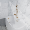 Fortifura Nebbio Badcombinatie-set - thermostaatkraan - glijstang met geïntegreerde wandaansluitbocht - gladde doucheslang - ronde handdouche - badvulcombinatie - geborsteld messing PVD (goud) SW1238078