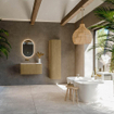 Mondiaz KURVE-DLUX Ensemble de meuble de salle de bains - 85x46x40cm - 1 tiroir - 1 porte - lavabo solid surface - gauche - sans trou de robinet - Dusk SW1415048