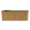 Mondiaz JOYA-DLUX 111.6cm toiletmeubel - ronding rechts kleur Oak - Wastafel FAYE positie Links 1 kraangat kleur Lava. SW1422103