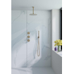 Fortifura Nebbio Ensemble de douche pluie - robinet encastré - élément encastré - coude de raccordement mural - flexible de douche lisse - douchette bâton - bras de plafond 20cm - douche de tête 30cm - laiton brossé PVD (or) SW1447124