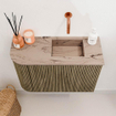 Mondiaz JOYA-DLUX Meuble de toilette 61,6cm - arrondi gauche couleur Dusk - Vasque FAYE position droite Sans trou de robinet couleur Arena. SW1425767