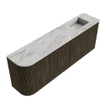 Mondiaz JOYA-DLUX Meuble de salle de bains 111.6cm - arrondi gauche couleur Shadow - Vasque FAYE position Droite Sans trou de robinet couleur Glace SW1422815