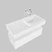 MONDIAZ ALAN 100cm - meuble bas - 1 tiroir - lavabo suspendu - vasque à droite - 0 trous de robinet - talc SW408412