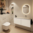MONDIAZ TURE-DLUX Meuble toilette - 120cm - Talc - EDEN - vasque Ostra - position droite - sans trou de robinet SW1104654