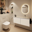 MONDIAZ TURE-DLUX Meuble WC 120 cm Talc. EDEN vasque Ostra position droite. Sans trou de robinetterie. SW1104654