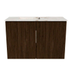 Mondiaz JOYA-DLUX 60cm toiletmeubel - kleur Walnut - Wastafel FAYE positie Links Zonder kraangat kleur Frappe. SW1422280