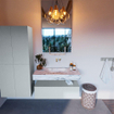 Mondiaz ALAN-DLUX Ensemble de meuble - 100cm - meuble Clay mat - 1 tiroir - Lavabo Cloud Glace suspendu - vasque Centre - 0 trous de robinet SW806146