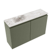 MONDIAZ TURE-DLUX 80cm toiletmeubel Army. EDEN wastafel Glace positie links. Met 1 kraangat. SW1103146