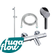 FugaFlow Eccelente Sobrado Mitigeur baignoire - avec barre curseur - douchette ronde - flexible en métal - Chrome SW1123973