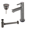 FortiFura Calvi Pack Lave-mains - 1 trou de robinet - gauche - robinet Metal Black - Blanc SW968209