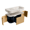 MONDIAZ THOR-DLUX 100cm meuble de salle de bains arrondi gauche + droite couleur Oak avec 1 tiroir et 2 portes. Vasque suspendue CLOUD droite sans trou de robinet couleur Frappe. SW1467295