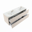 MONDIAZ VICA-DLUX Ensemble meuble de salle de bains - 130cm - meuble bas linen - 2 tiroirs - lavabo encastré cloud double - 2 trous de robinet - version haute 60cm - frape SW1088982