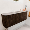 Mondiaz JOYA-DLUX Meuble de toilette 113,2cm - arrondi gauche et droite couleur Noyer - Vasque FAYE position Milieu 1 trou de robinet couleur Glace. SW1422422