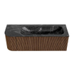 MONDIAZ KURVE-DLUX 135cm Meuble salle de bain avec module 25 G - couleur Walnut - 1 tiroir - 1 porte - vasque BIG MEDIUM droite - sans trou de robinet - couleur Lava SW1137284