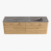 Mondiaz CIRO-DLUX Ensemble de meubles de salle de bains - 160x45x50cm - lavabo solid surface Oza - 1 vasque à droite - 1 trou de robinet - 4 tiroirs - Chêne SW1531140