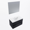 Mondiaz VICA ensemble de meuble de salle de bain - 80cm - meuble sous-vasque Antracite - 2 tiroirs - lavabo denia milieu - 1 trou de robinet - couleur Brillant Blanc - miroir LED - version XL 60cm haut SW1092042