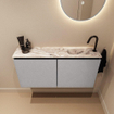 MONDIAZ TURE-DLUX Meuble WC 100 cm Plata. Lavabo EDEN Glace position droite. Avec 1 trou de robinet. SW1103460