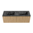 MONDIAZ KURVE-DLUX 130cm Meuble salle de bain - couleur Oak - 2 tiroirs - vasque LEAF double - sans trou de robinet - couleur Lava SW1137180