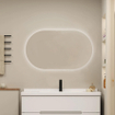 Saniclass Shine Miroir de salle de bains - 70x120cm - ovale - installation horizontale / verticale - éclairage LED indirect - chauffage miroir - infrarouge SW1152321