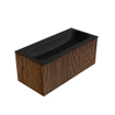 MONDIAZ KURVE 100cm Meuble salle de bain - couleur Walnut - 1 tiroir - vasque BIG MEDIUM centre - sans trous de robinet - Urban SW1138462