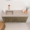 Mondiaz JOYA-DLUX 80cm toiletmeubel - kleur Dusk - Wastafel FAYE positie Links Zonder kraangat kleur Saba. SW1426059
