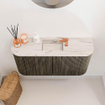 Mondiaz JOYA-DLUX 83.2cm meuble de toilette - arrondi gauche et droite couleur Shadow - Vasque FAYE position Milieu 1 trou de robinet couleur Nata SW1425008