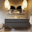 MONDIAZ VICA-DLUX Ensemble meuble de salle de bains - 150cm - meuble bas dark grey - 4 tiroirs - lavabo encastré cloud double - sans trous de robinet - version haute 60cm - frape SW1088862