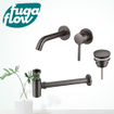 FugaFlow Eccelente Sobrado Slim Slim Kit mitigeur lavabo - robinet encastrable - bonde clic clac - siphon design bas - PVD Gunmetal SW1124342