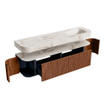 MONDIAZ THOR-DLUX 180cm meuble de salle de bains arrondi gauche + droite couleur Ruby avec 2 tiroirs et 2 portes. Vasque suspendue CLOUD Droite 1 trou de robinet couleur Frappe. SW1466035
