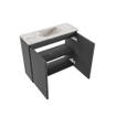 MONDIAZ TURE-DLUX Meuble toilette - 60cm - Dark Grey - EDEN - vasque Glace - position centrale - sans trou de robinet SW1103221