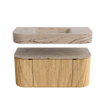 MONDIAZ THOR-DLUX Meuble de salle de bains - 100cm - arrondi gauche + droite - couleur Oak - 1 tiroir et 2 portes - Vasque suspendue CLOUD Milieu 1 trou de robinet couleur Arena SW1467535