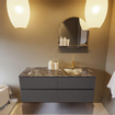 Mondiaz VICA-DLUX ensemble de meuble de salle de bain - 130cm - meuble sous-vasque gris foncé - 4 tiroirs - lavabo encastré cloud droite - 1 trou de robinet - version haute de 60cm - lave SW1086055