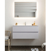 Mondiaz VICA ensemble de meuble de salle de bain - 100cm - meuble sous-vasque cale - 2 tiroirs - lavabo moon milieu - 1 trou de robinet - miroir LED - version XL 60cm haut SW1097778