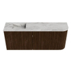 Mondiaz JOYA-DLUX 101.6cm meuble de salle de bains - arrondi droite couleur Walnut - Vasque FAYE position Gauche Sans trou de robinet couleur Glace SW1426205