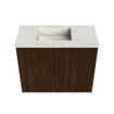 Mondiaz JOYA-DLUX 50cm toiletmeubel - kleur Walnut - Wastafel FAYE positie Links Zonder kraangat kleur Ostra. SW1422562