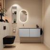 MONDIAZ TURE-DLUX Meuble toilette - 120cm - Plata - EDEN - vasque Opalo - position gauche - sans trou de robinet SW1104500