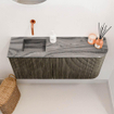 Mondiaz JOYA-DLUX 91.6cm toiletmeubel - ronding rechts kleur Shadow - Wastafel FAYE positie Links Zonder kraangat kleur Sombra. SW1425224